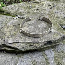 Load image into Gallery viewer, Skinny three section link bracelet vintage silver serving tray recycled restyled artisan jewellery Canadian made wearable art