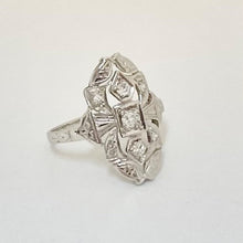 Load image into Gallery viewer, Edwardian Ring  ~ Circa 1915 14K White Gold 2.2g Size 6 Diamonds .20 old European cut
