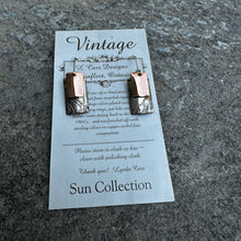 Load image into Gallery viewer, Layered rectangle earrings copper over silver sterling leverback wires high shine recycled copper restyled wearable art handmade jewellery Canadian artisan made