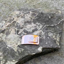Load image into Gallery viewer, Side bar necklace plain high shine copper vintage silver layered accent recycled restyled Canadian handmade artisan jewellery
