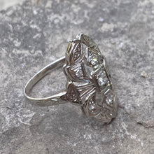 Load image into Gallery viewer, Edwardian Ring  ~ Circa 1915 14K White Gold 2.2g Size 6 Diamonds .20 old European cut
