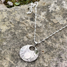 Load image into Gallery viewer, Layered circle pendant necklace sterling silver chain vintage serving tray recycled restyled handmade artisan jewellery
