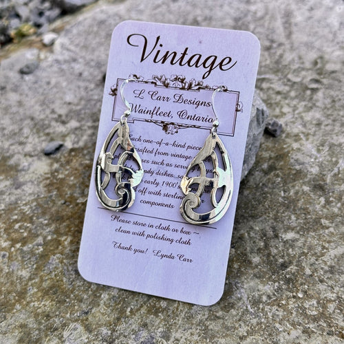 Filigree earrings short sterling wire recycled vintage casserole Canadian handmade artisan jewellery