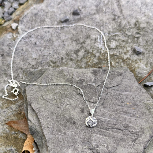 Small dainty circle pendant necklace sterling silver recycled sugar bowl restyled sweet everyday fashion